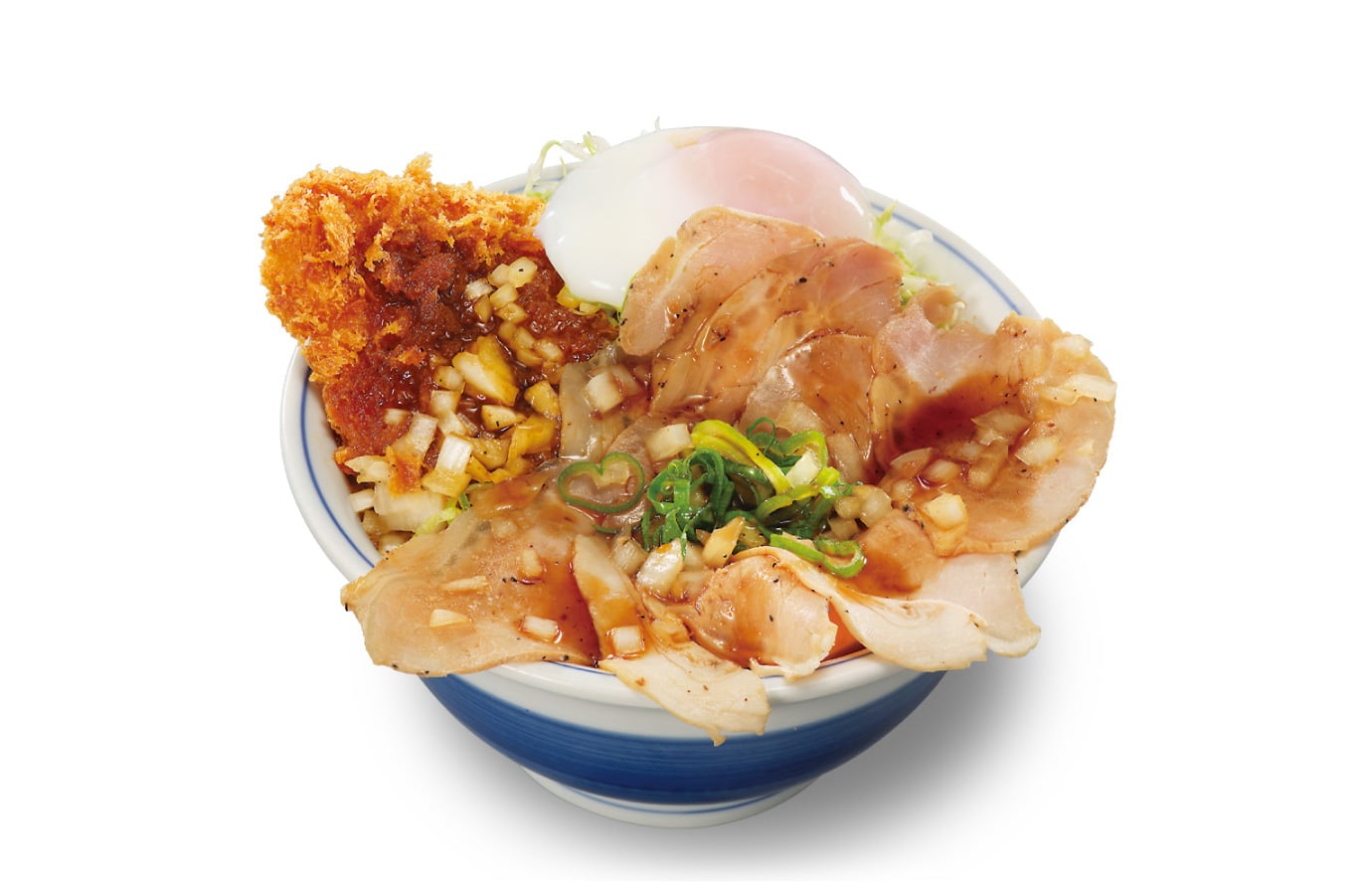 (温たま付)ローストポークとロースカツの合い盛り丼