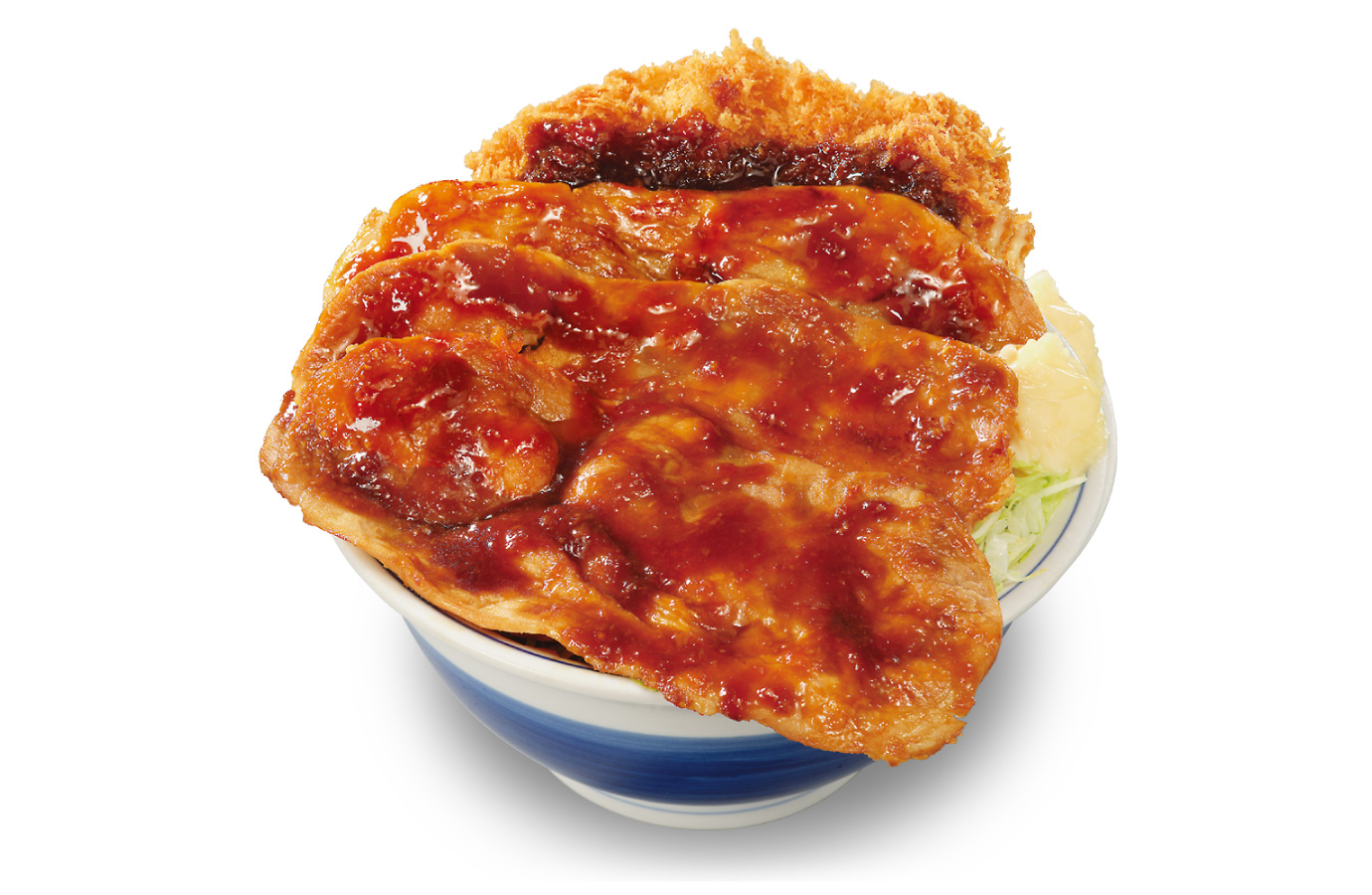 大判生姜焼きとチキンカツの合い盛り丼(トリプル)